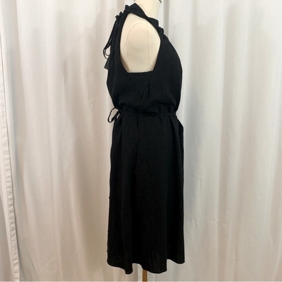 Banana Republic Black Linen Blend Knee Length Dress NWT LP - Picture 8 of 14